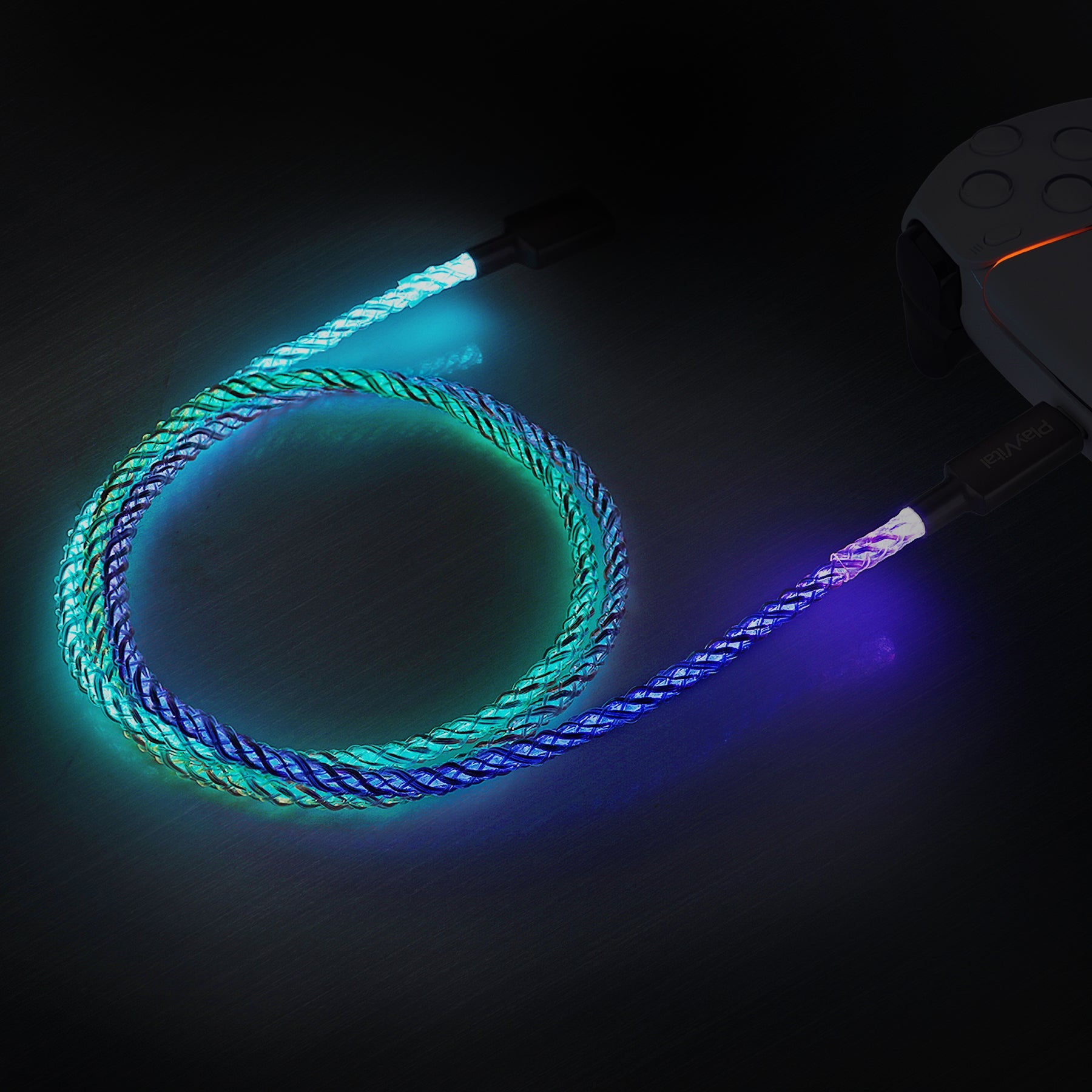 PlayVital 2-Pack 6.56FT Universal Illuminated USB Type C Charging Cable for PS5 & PS5 Edge Controller, for Xbox Core & Xbox Elite Series 2 & Switch 2 Pro Controller PlayVital