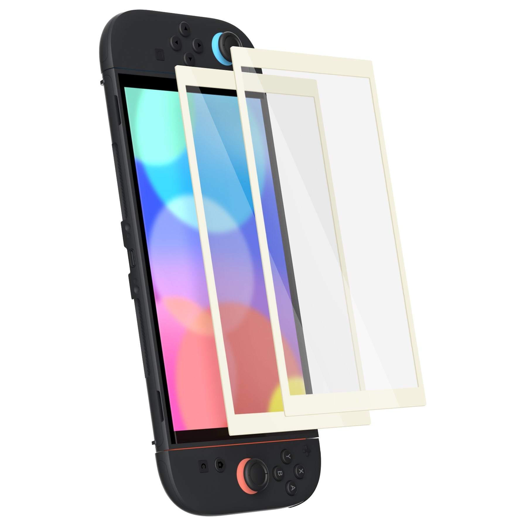 PlayVital 2-Pack Tempered Glass Screen Protector with Easy Alignment Frame for Nintendo Switch 2 - Antique Yellow PlayVital
