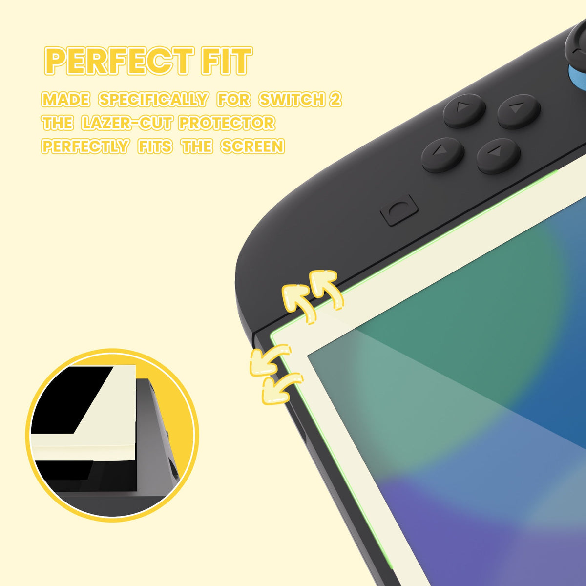 PlayVital 2-Pack Tempered Glass Screen Protector with Easy Alignment Frame for Nintendo Switch 2 - Antique Yellow PlayVital