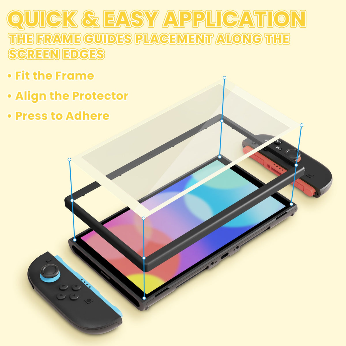 PlayVital 2-Pack Tempered Glass Screen Protector with Easy Alignment Frame for Nintendo Switch 2 - Antique Yellow PlayVital