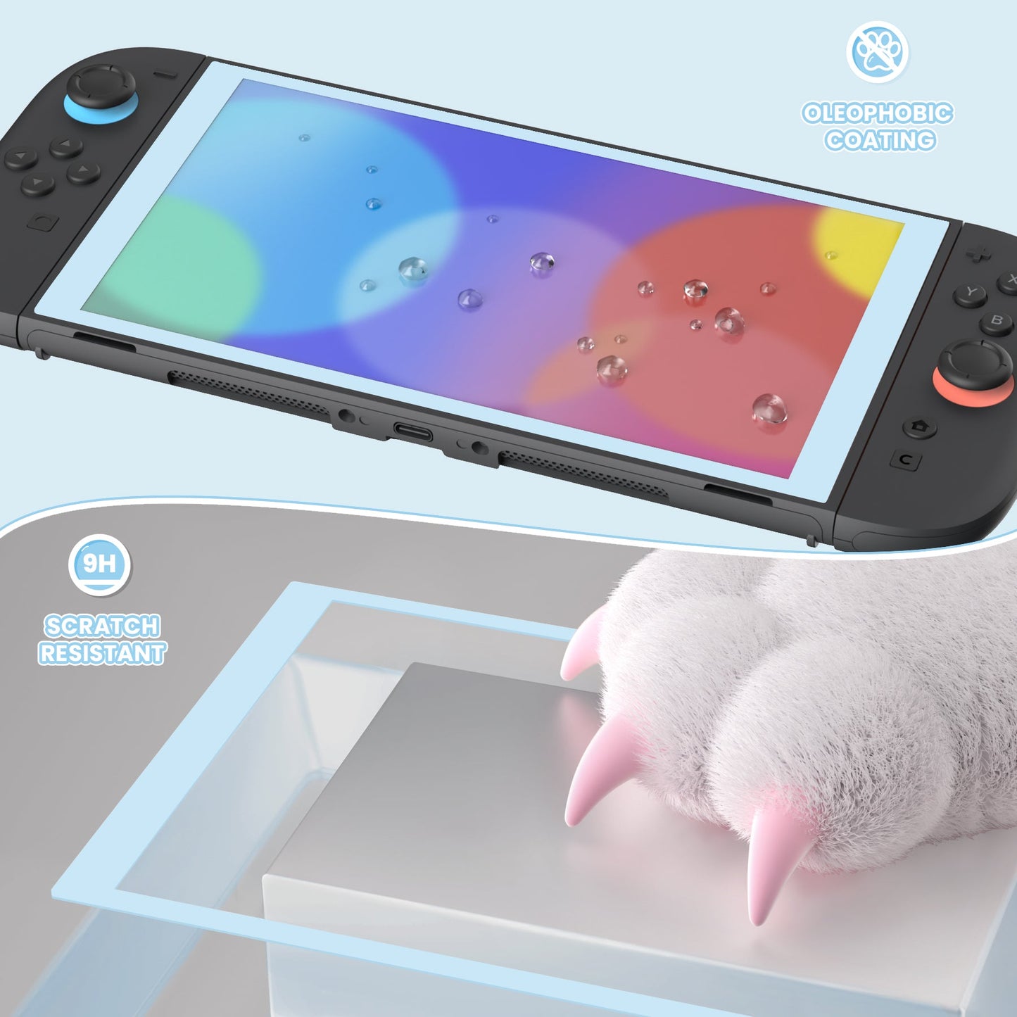 PlayVital 2-Pack Tempered Glass Screen Protector with Easy Alignment Frame for Nintendo Switch 2 - Heaven Blue PlayVital