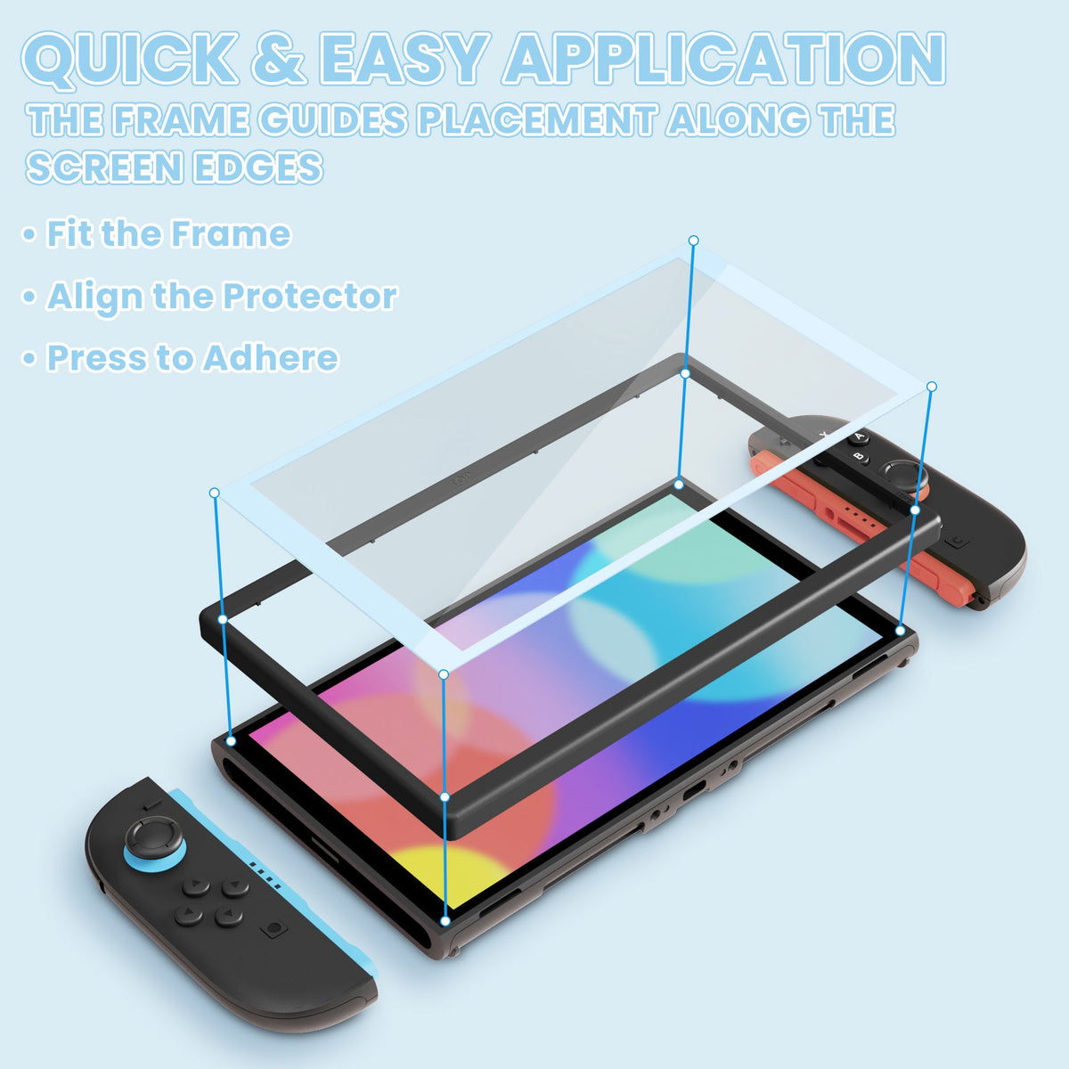 PlayVital 2-Pack Tempered Glass Screen Protector with Easy Alignment Frame for Nintendo Switch 2 - Heaven Blue PlayVital