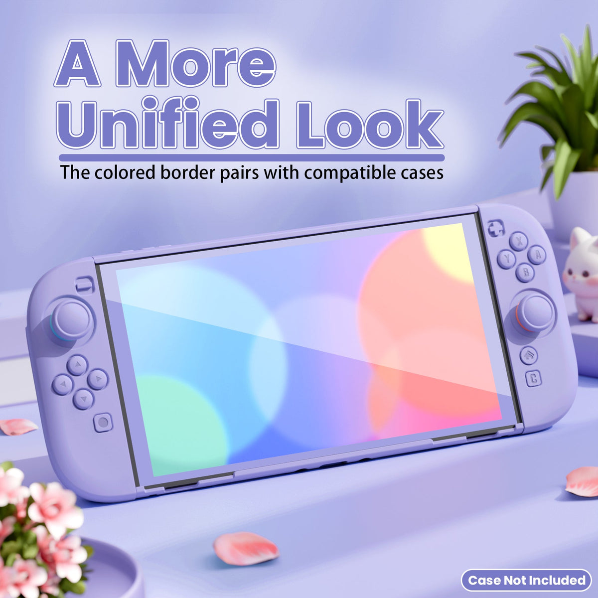 PlayVital 2-Pack Tempered Glass Screen Protector with Easy Alignment Frame for Nintendo Switch 2 - Light Violet PlayVital