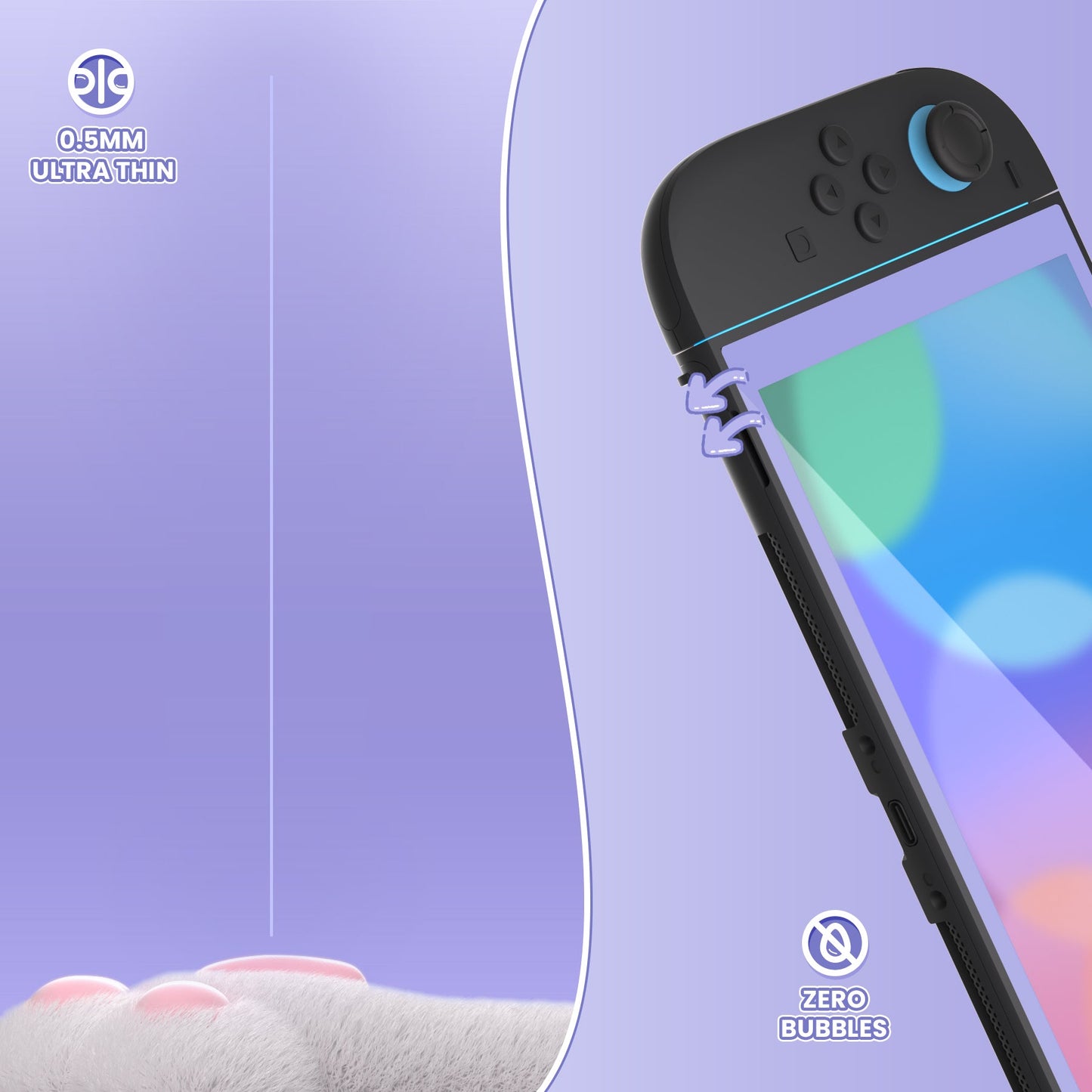 PlayVital 2-Pack Tempered Glass Screen Protector with Easy Alignment Frame for Nintendo Switch 2 - Light Violet PlayVital