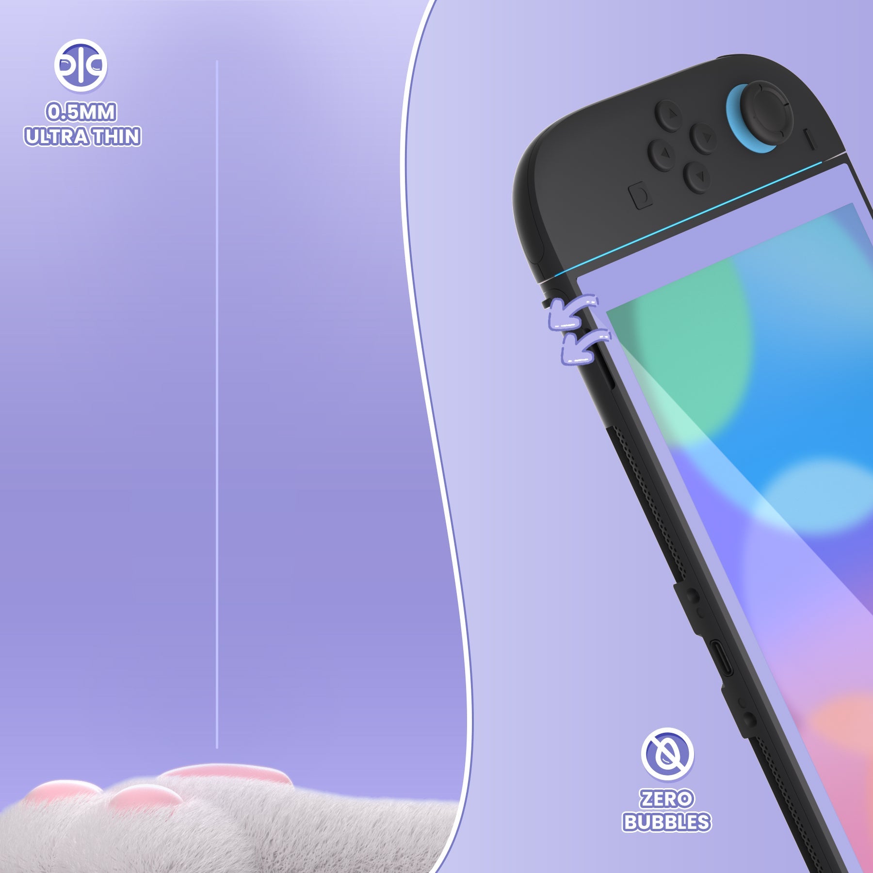 PlayVital 2-Pack Tempered Glass Screen Protector with Easy Alignment Frame for Nintendo Switch 2 - Light Violet PlayVital