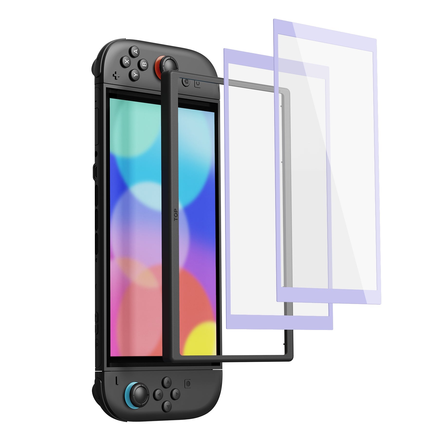 PlayVital 2-Pack Tempered Glass Screen Protector with Easy Alignment Frame for Nintendo Switch 2 - Light Violet PlayVital