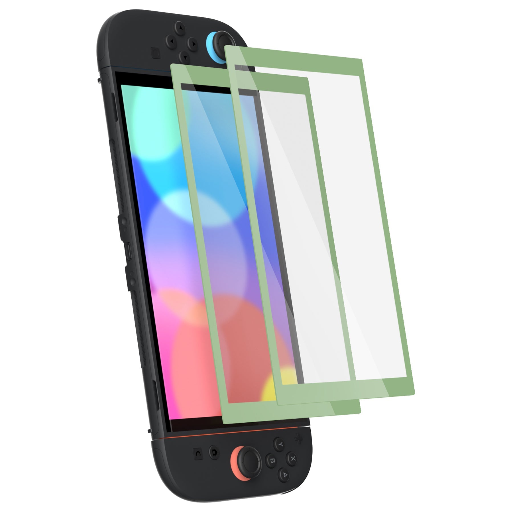 PlayVital 2-Pack Tempered Glass Screen Protector with Easy Alignment Frame for Nintendo Switch 2 - Matcha Green PlayVital