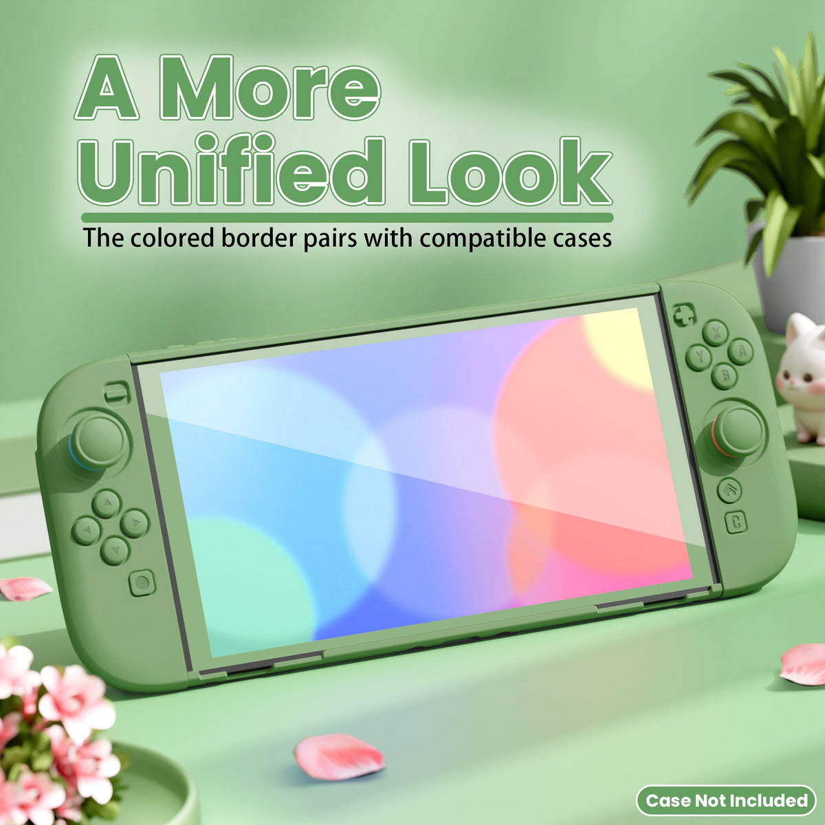 PlayVital 2-Pack Tempered Glass Screen Protector with Easy Alignment Frame for Nintendo Switch 2 - Matcha Green PlayVital