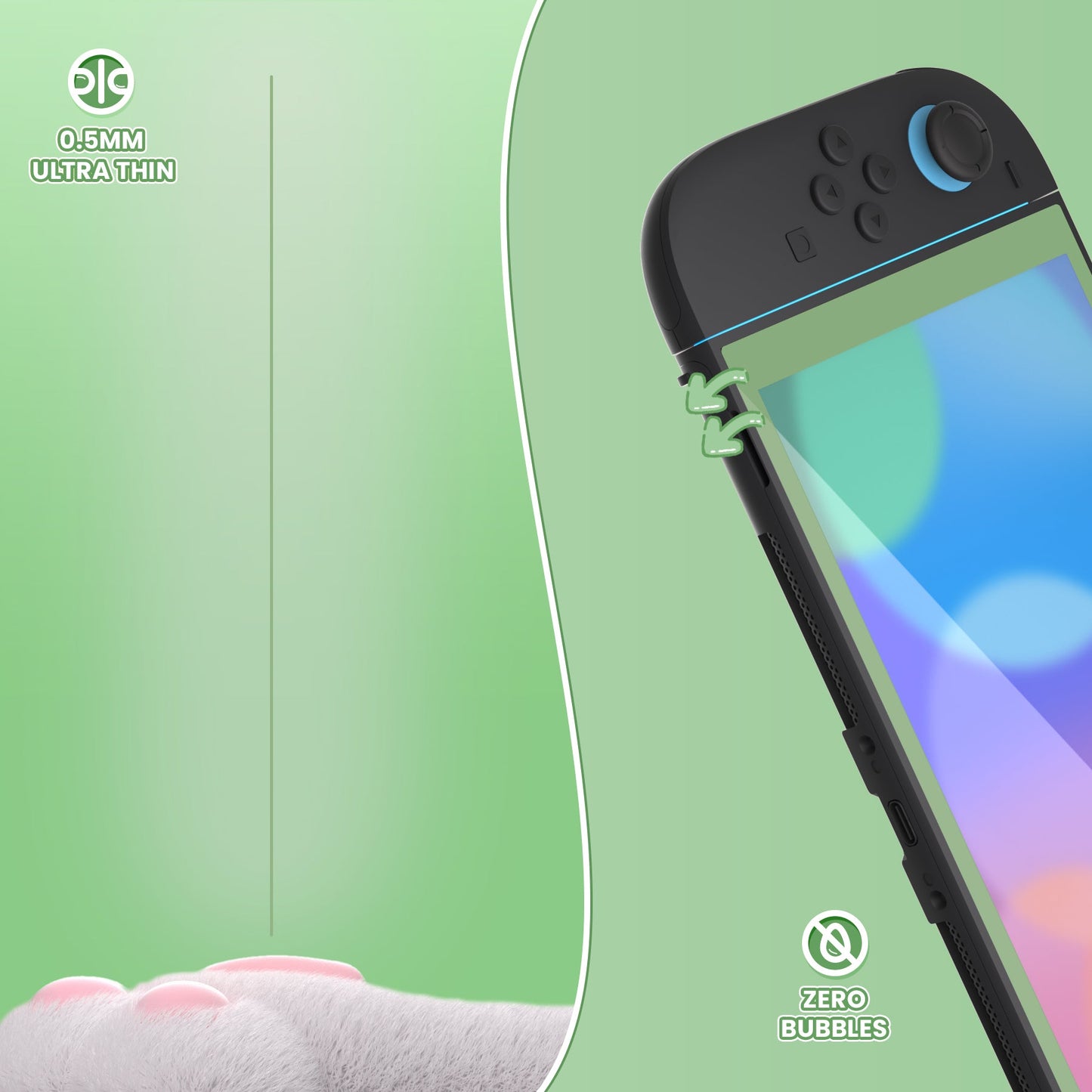 PlayVital 2-Pack Tempered Glass Screen Protector with Easy Alignment Frame for Nintendo Switch 2 - Matcha Green PlayVital