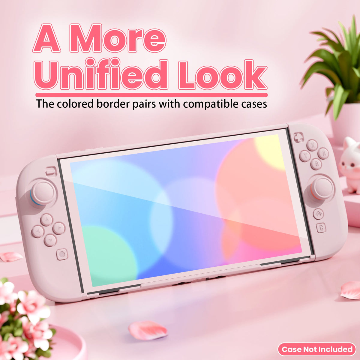 PlayVital 2-Pack Tempered Glass Screen Protector with Easy Alignment Frame for Nintendo Switch 2 - Pink PlayVital