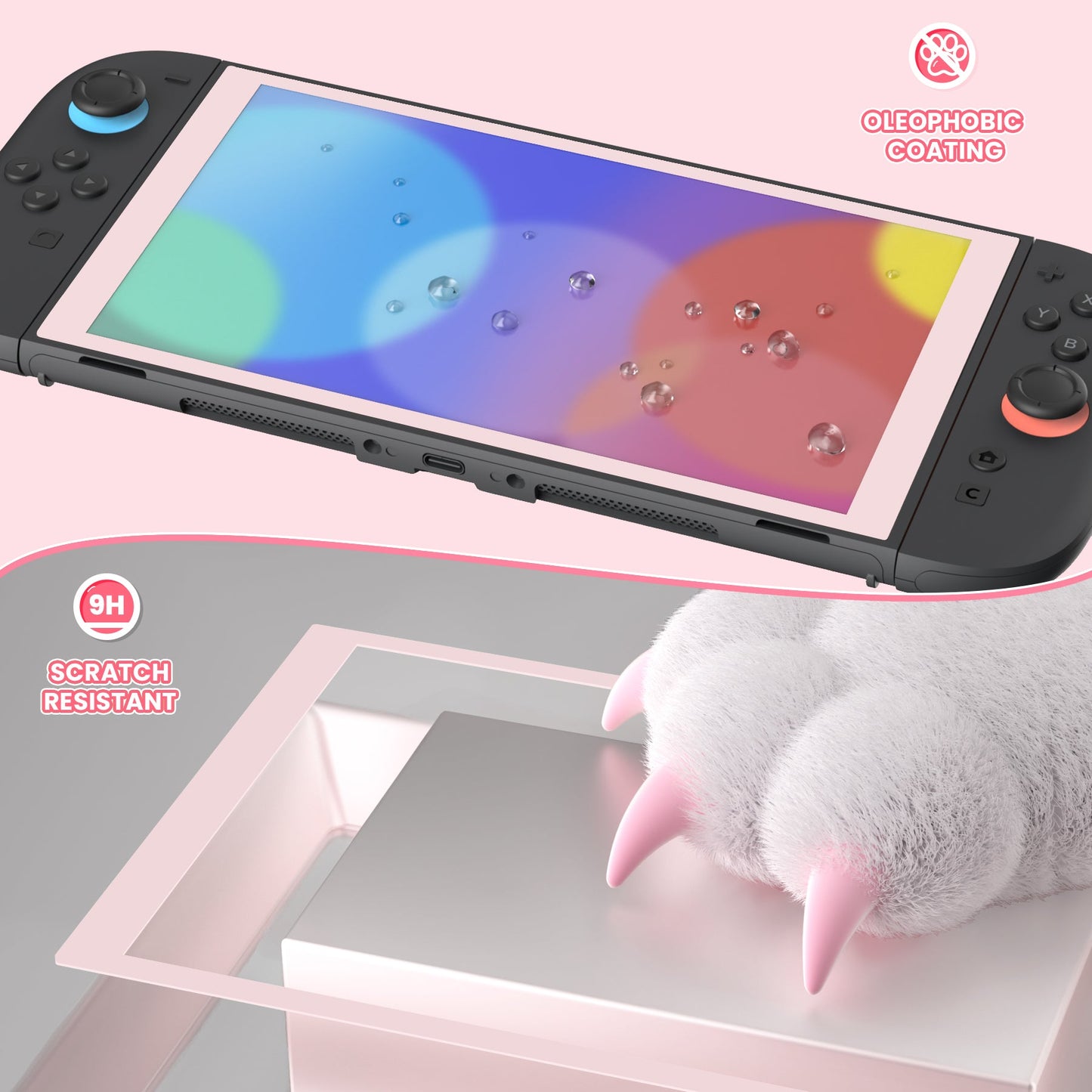 PlayVital 2-Pack Tempered Glass Screen Protector with Easy Alignment Frame for Nintendo Switch 2 - Pink PlayVital