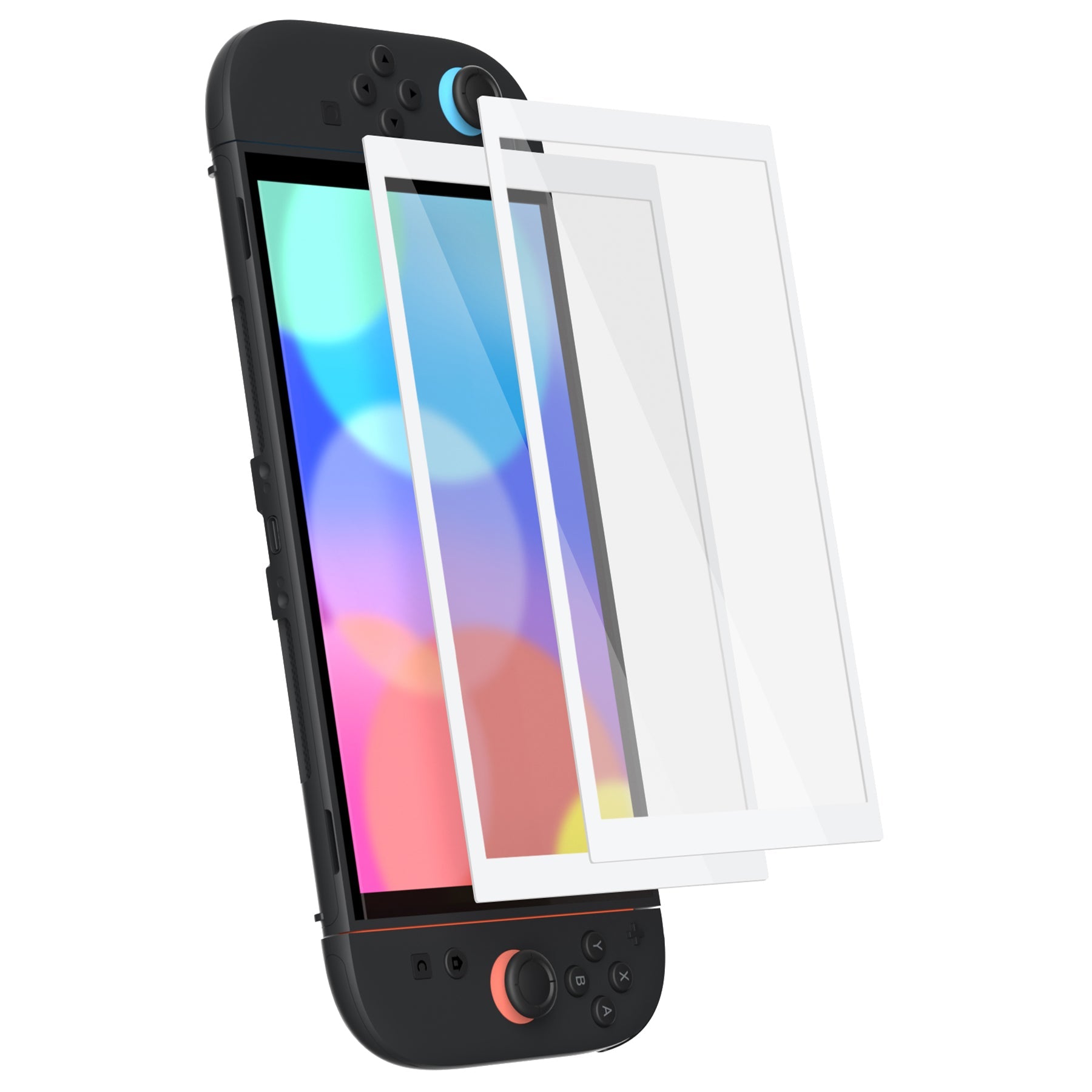 PlayVital 2-Pack Tempered Glass Screen Protector with Easy Alignment Frame for Nintendo Switch 2 - White PlayVital
