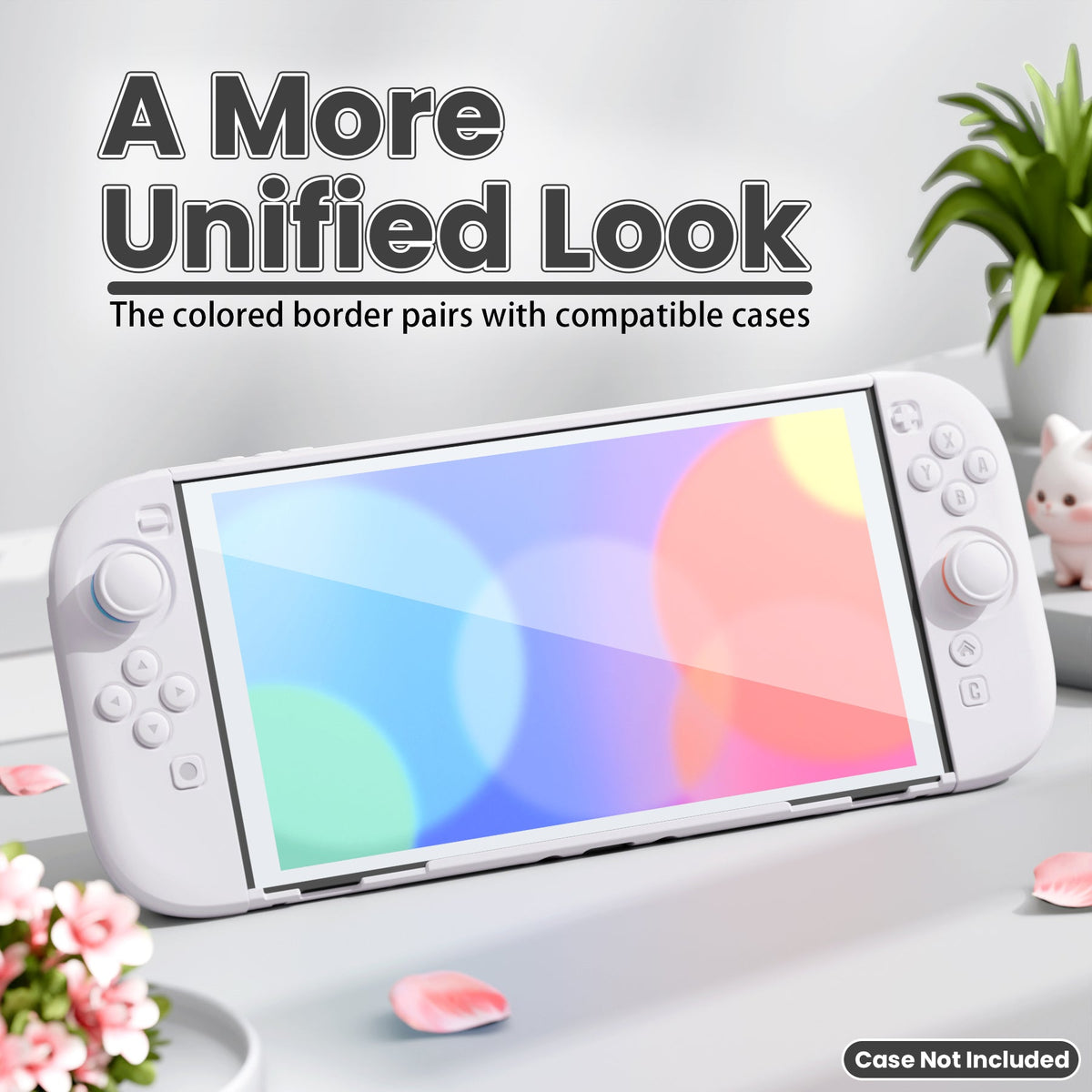 PlayVital 2-Pack Tempered Glass Screen Protector with Easy Alignment Frame for Nintendo Switch 2 - White PlayVital