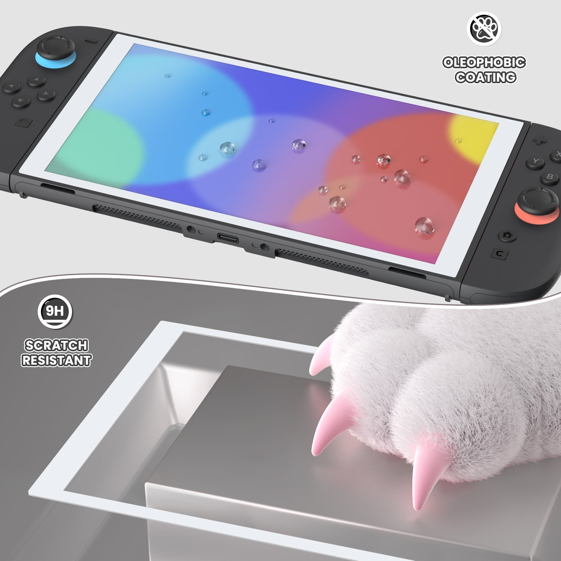 PlayVital 2-Pack Tempered Glass Screen Protector with Easy Alignment Frame for Nintendo Switch 2 - White PlayVital