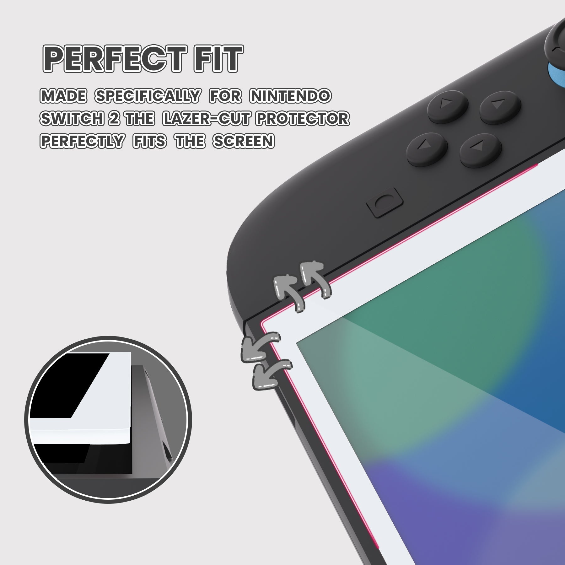 PlayVital 2-Pack Tempered Glass Screen Protector with Easy Alignment Frame for Nintendo Switch 2 - White PlayVital