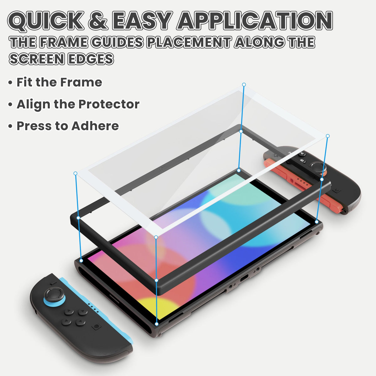 PlayVital 2-Pack Tempered Glass Screen Protector with Easy Alignment Frame for Nintendo Switch 2 - White PlayVital