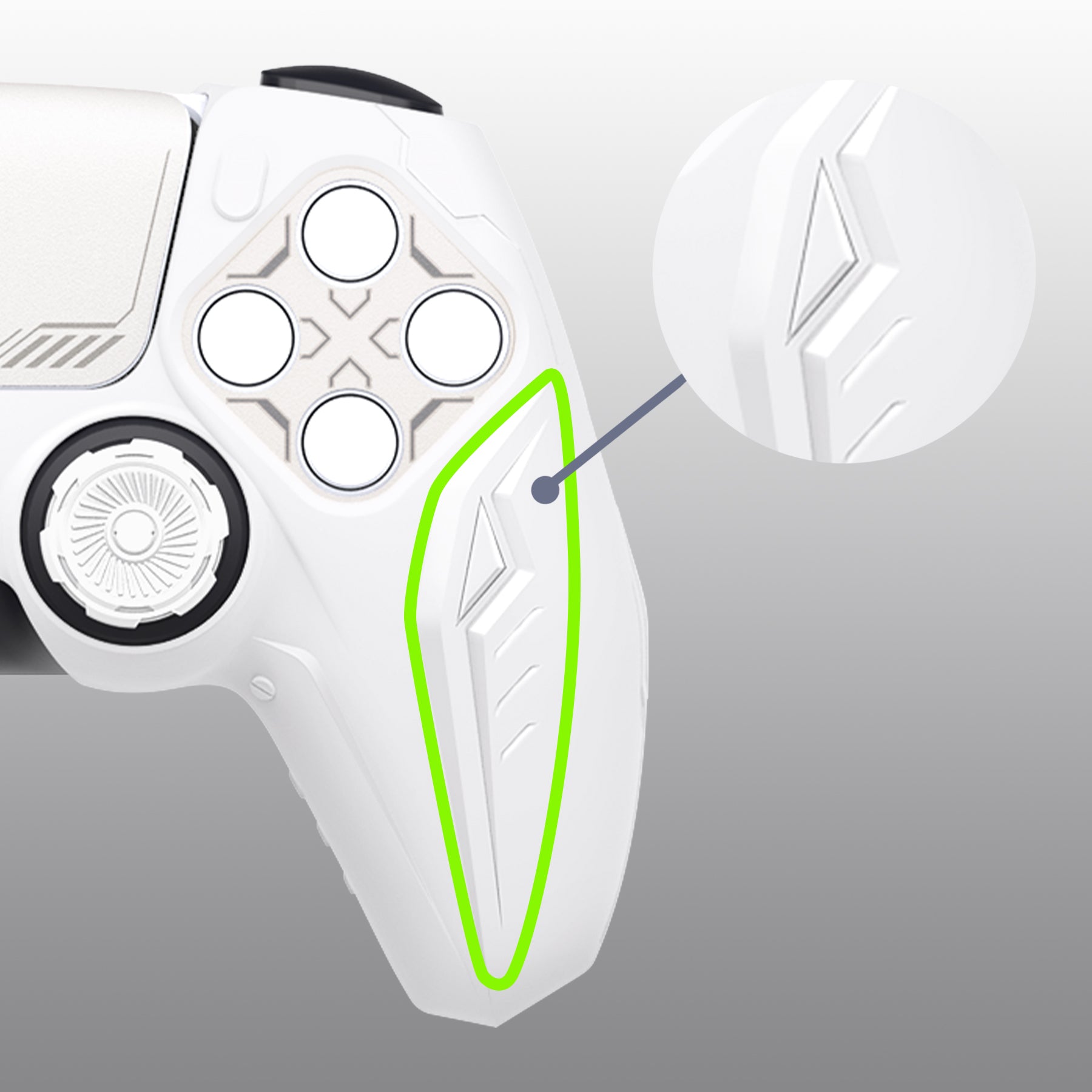 PlayVital 2 Set Futuristic CyberMech Design Silicone Case with Thumb Grips for PS5 Wireless Controller, Compatible with PS5 Official Charging Dock - White - CHXPFP007 PlayVital