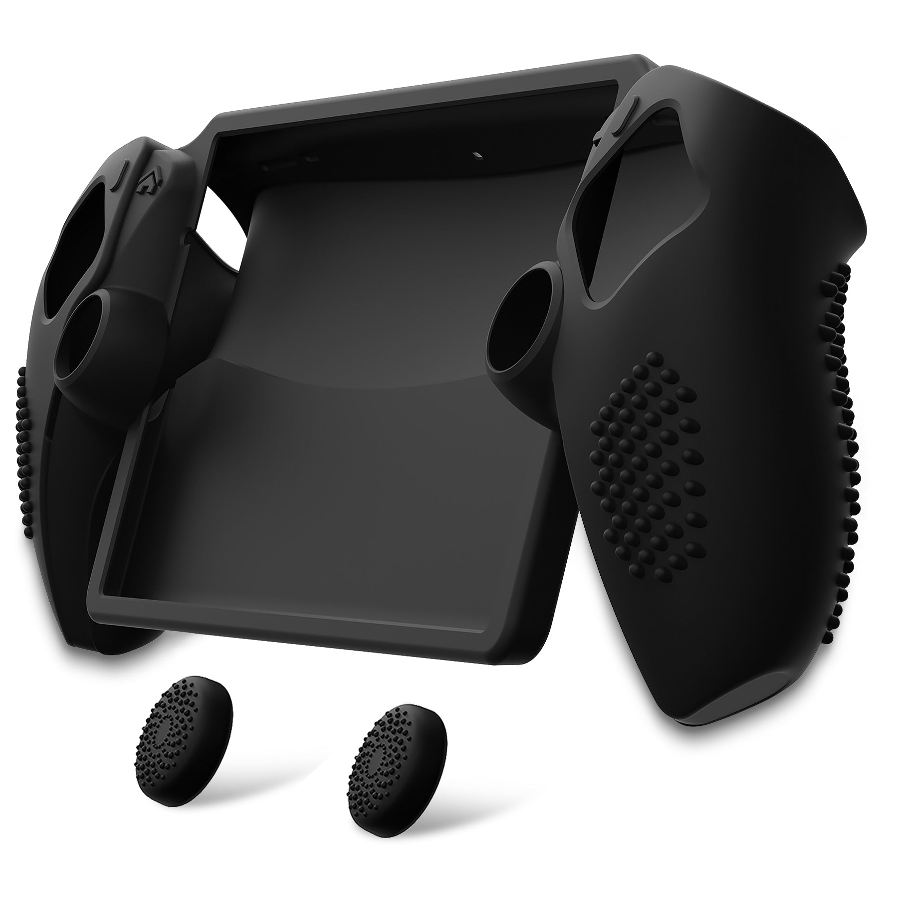 PlayVital 3D Studded Edition Anti-Slip Silicone Protective Case with Thumb Grips for PS Portal Remote Player - Black PlayVital