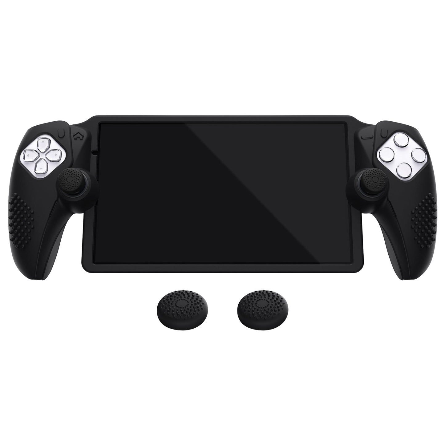 PlayVital 3D Studded Edition Anti-Slip Silicone Protective Case with Thumb Grips for PS Portal Remote Player - Black PlayVital