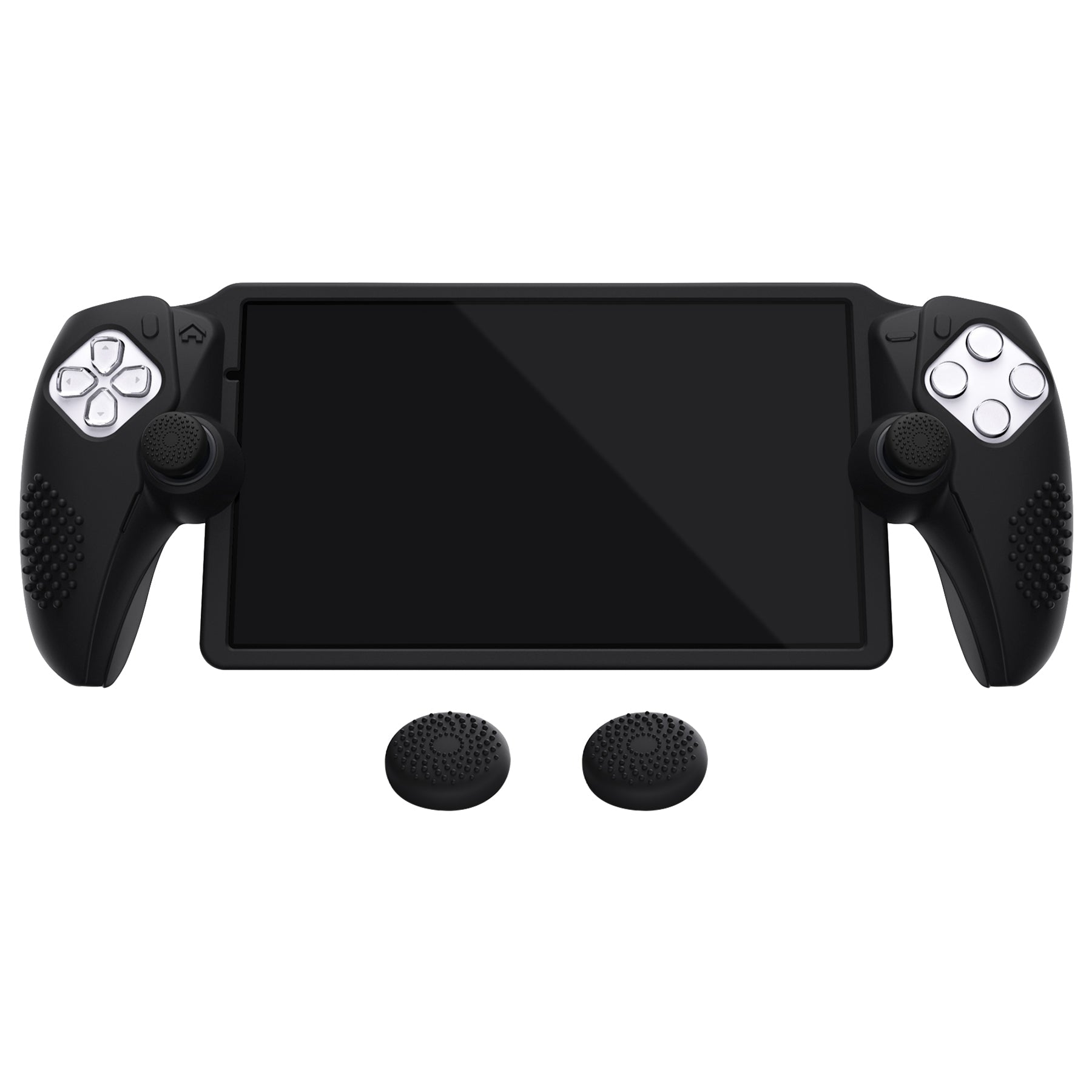 PlayVital 3D Studded Edition Anti-Slip Silicone Protective Case with Thumb Grips for PS Portal Remote Player - Black PlayVital