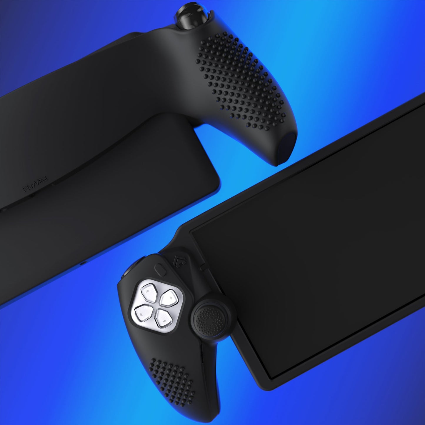 PlayVital 3D Studded Edition Anti-Slip Silicone Protective Case with Thumb Grips for PS Portal Remote Player - Black PlayVital
