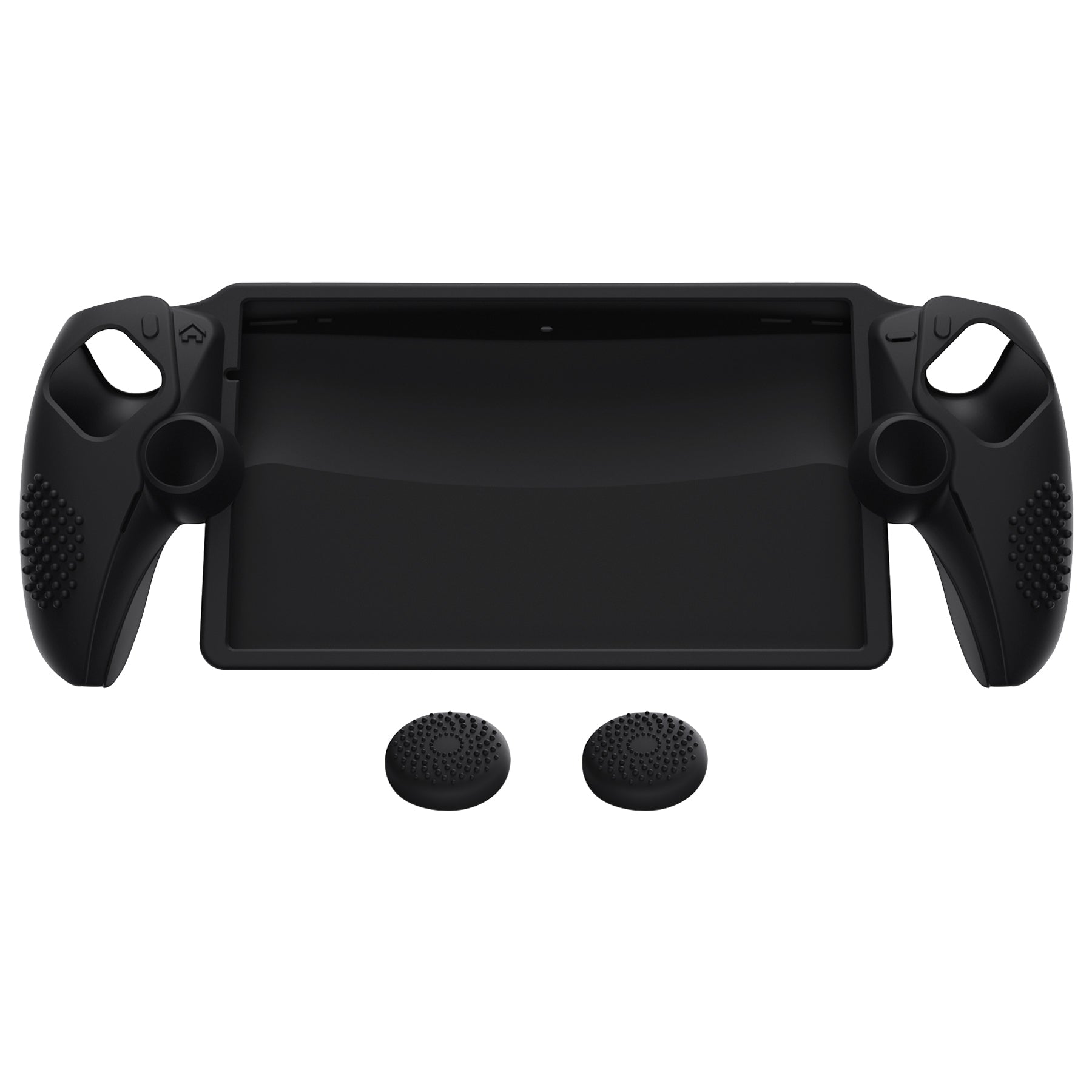 PlayVital 3D Studded Edition Anti-Slip Silicone Protective Case with Thumb Grips for PS Portal Remote Player - Black PlayVital