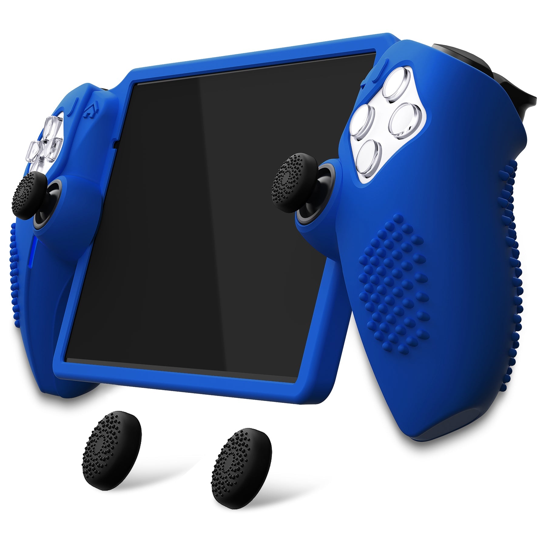 PlayVital 3D Studded Edition Anti-Slip Silicone Protective Case with Thumb Grips for PS Portal Remote Player - Blue PlayVital