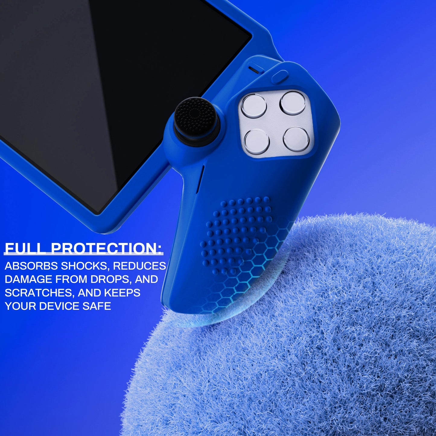PlayVital 3D Studded Edition Anti-Slip Silicone Protective Case with Thumb Grips for PS Portal Remote Player - Blue PlayVital
