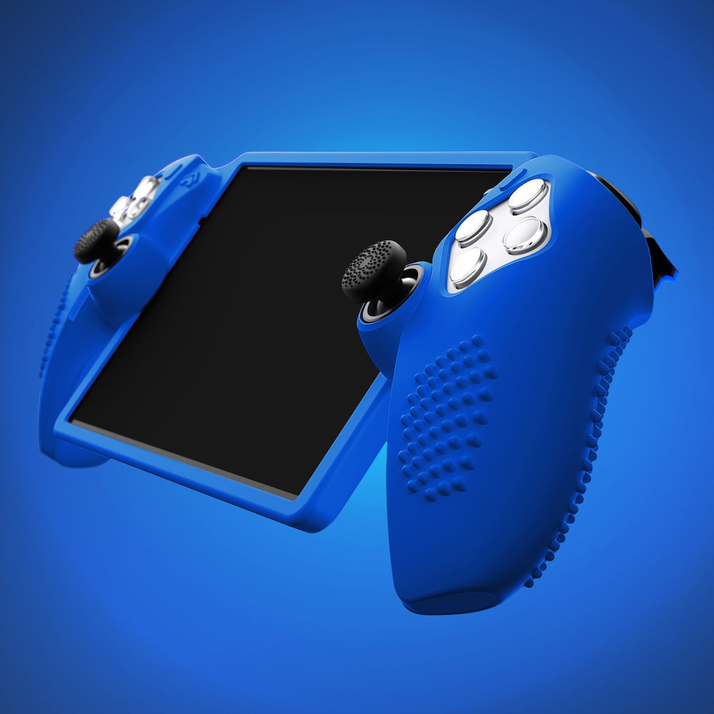 PlayVital 3D Studded Edition Anti-Slip Silicone Protective Case with Thumb Grips for PS Portal Remote Player - Blue PlayVital