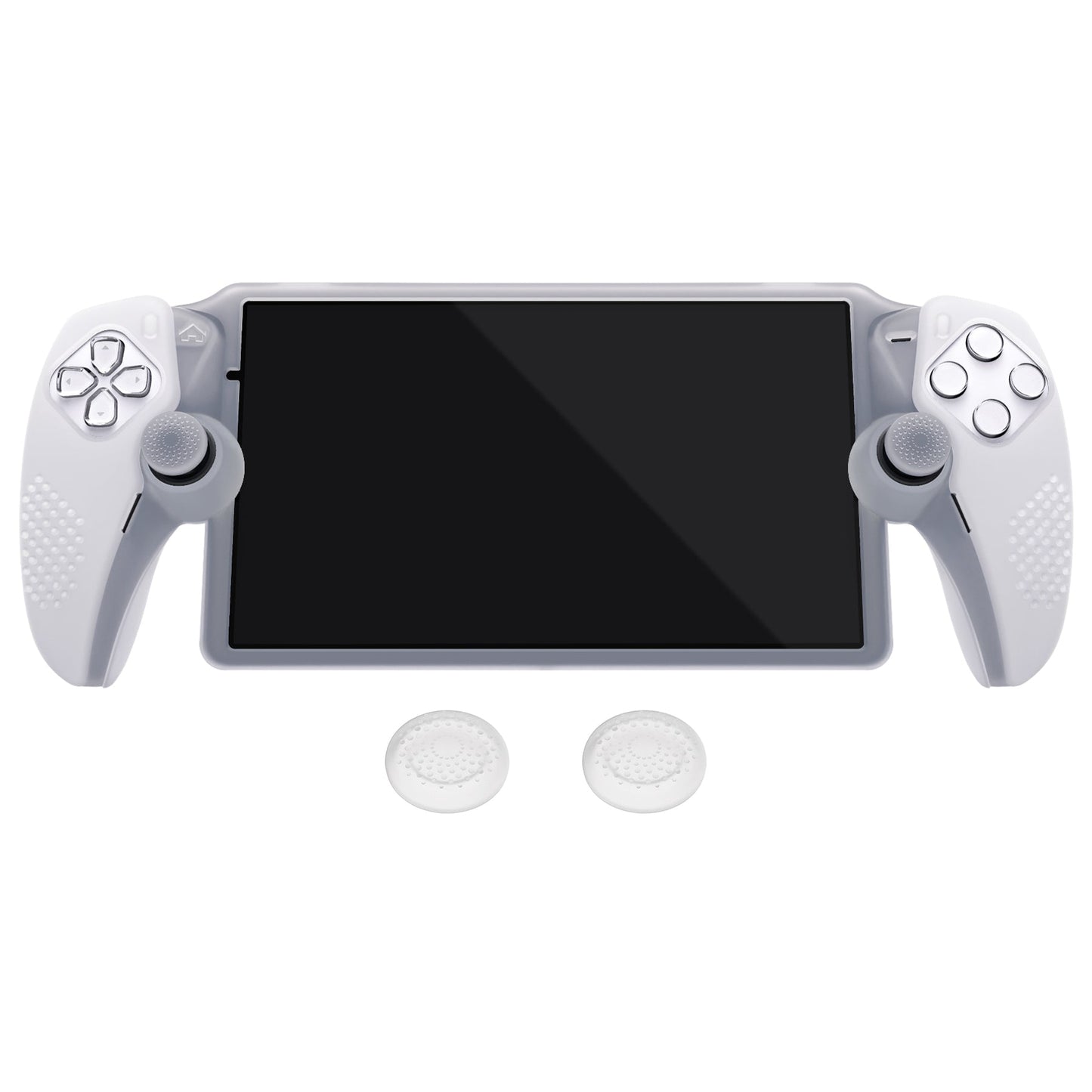 PlayVital 3D Studded Edition Anti-Slip Silicone Protective Case with Thumb Grips for PS Portal Remote Player - Clear White PlayVital