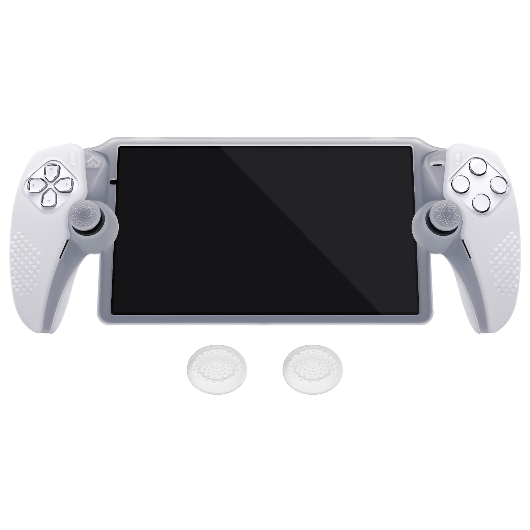 PlayVital 3D Studded Edition Anti-Slip Silicone Protective Case with Thumb Grips for PS Portal Remote Player - Clear White PlayVital