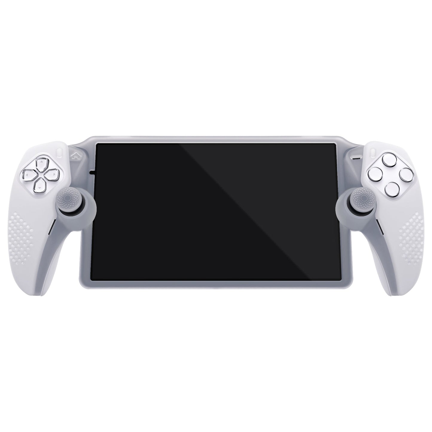 PlayVital 3D Studded Edition Anti-Slip Silicone Protective Case with Thumb Grips for PS Portal Remote Player - Clear White PlayVital