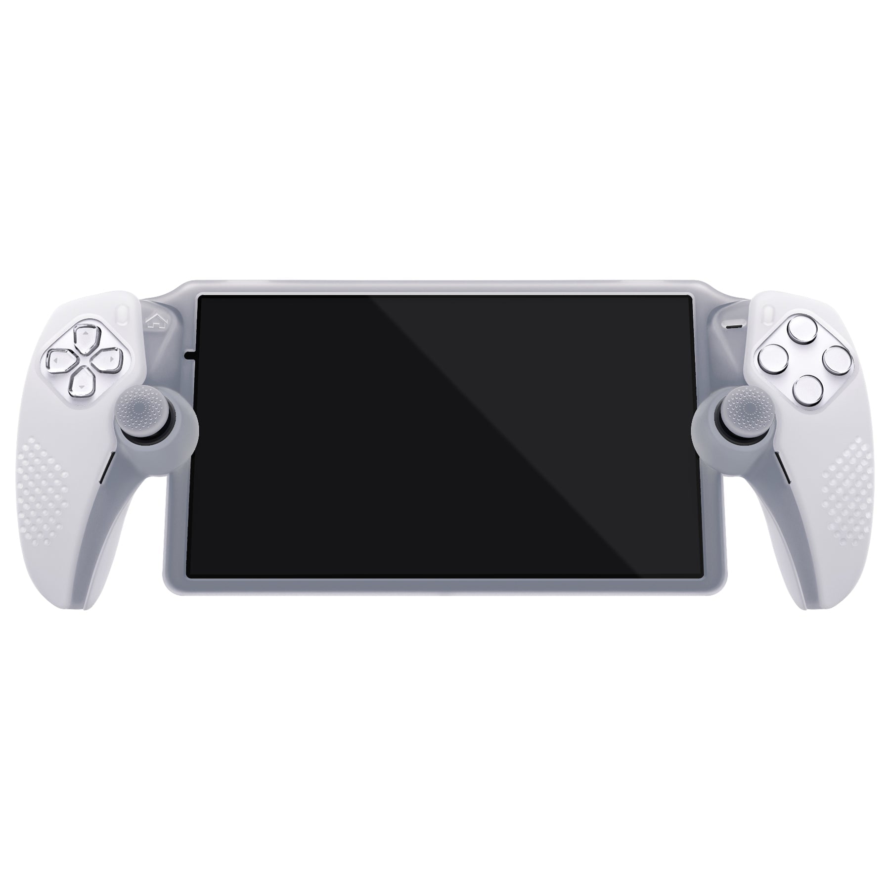 PlayVital 3D Studded Edition Anti-Slip Silicone Protective Case with Thumb Grips for PS Portal Remote Player - Clear White PlayVital