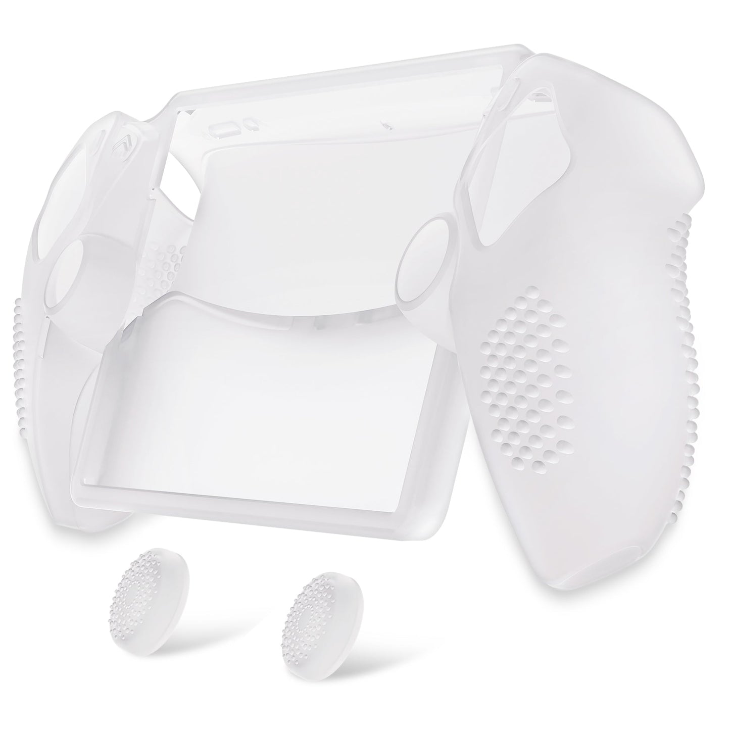 PlayVital 3D Studded Edition Anti-Slip Silicone Protective Case with Thumb Grips for PS Portal Remote Player - Clear White PlayVital