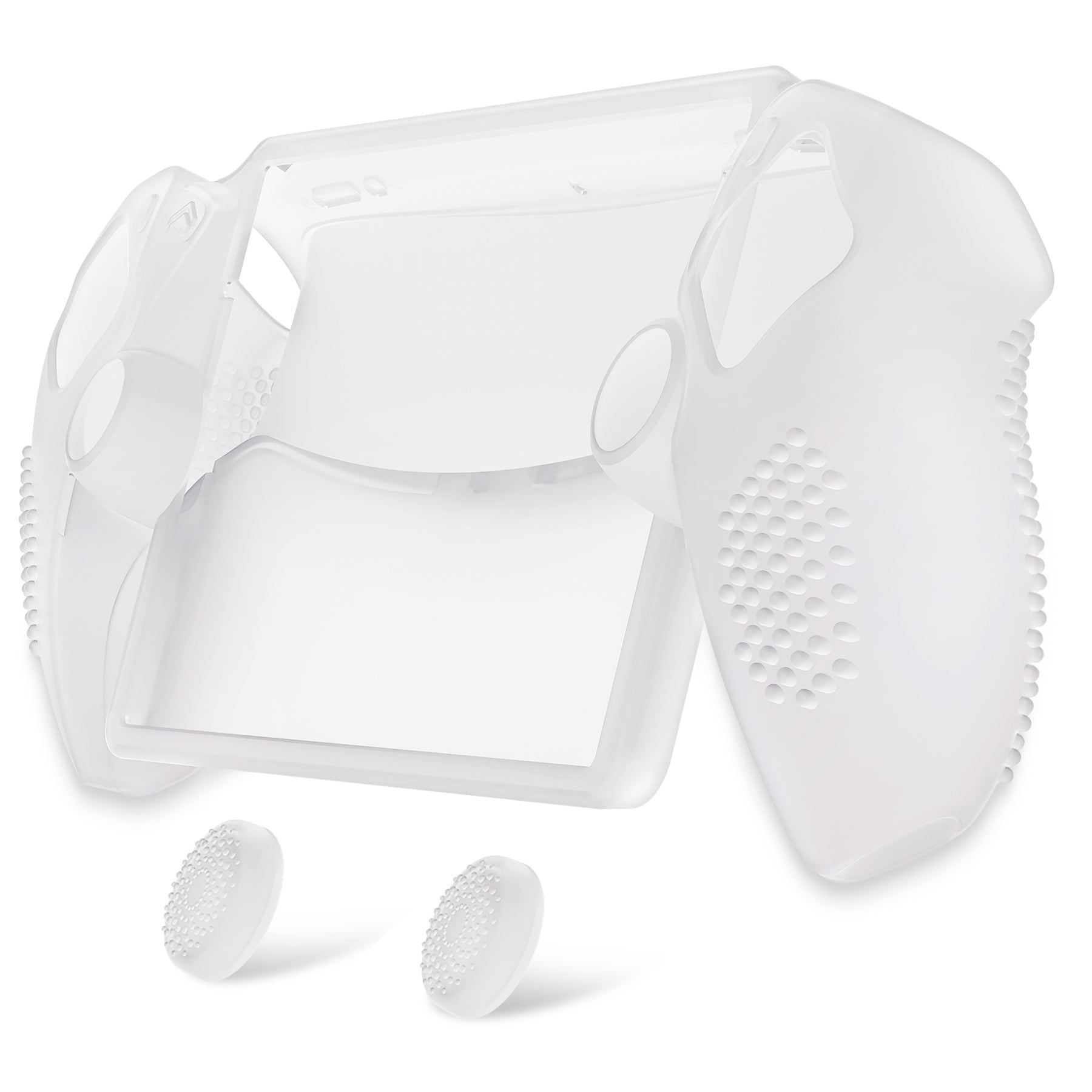PlayVital 3D Studded Edition Anti-Slip Silicone Protective Case with Thumb Grips for PS Portal Remote Player - Clear White PlayVital