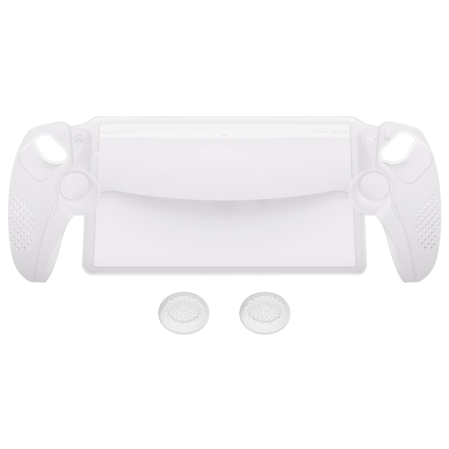 PlayVital 3D Studded Edition Anti-Slip Silicone Protective Case with Thumb Grips for PS Portal Remote Player - Clear White PlayVital