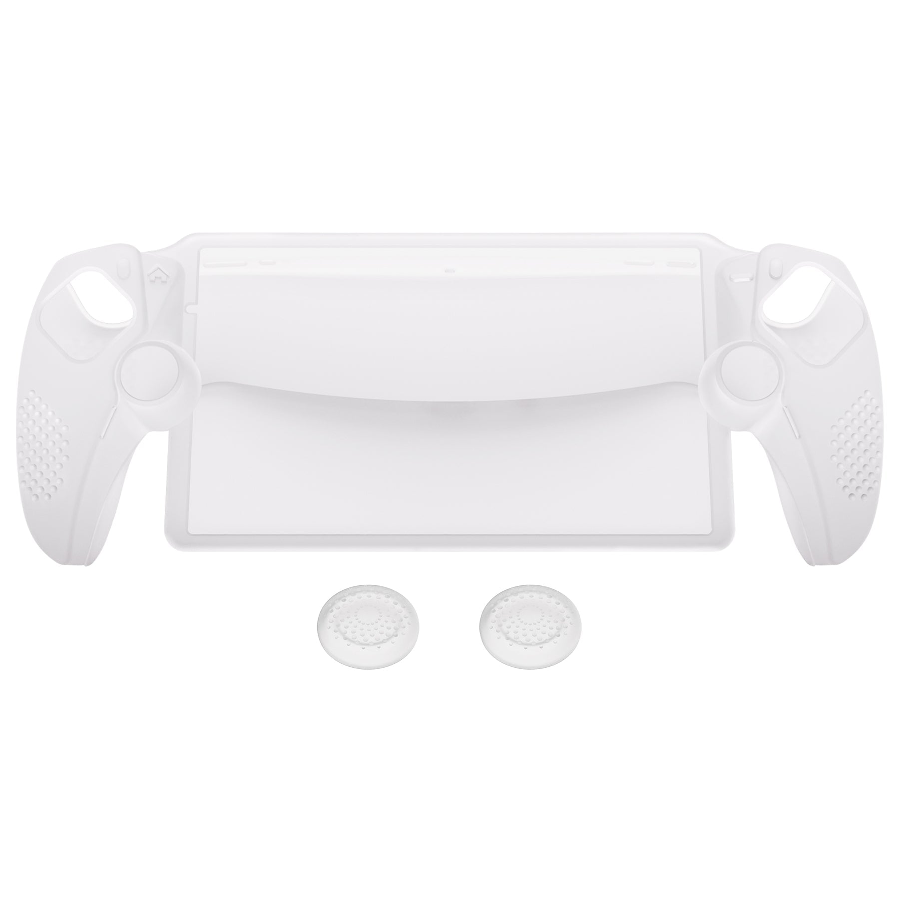 PlayVital 3D Studded Edition Anti-Slip Silicone Protective Case with Thumb Grips for PS Portal Remote Player - Clear White PlayVital
