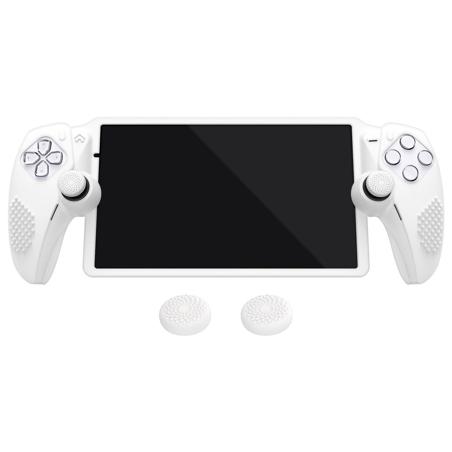 PlayVital 3D Studded Edition Anti-Slip Silicone Protective Case with Thumb Grips for PS Portal Remote Player - White PlayVital