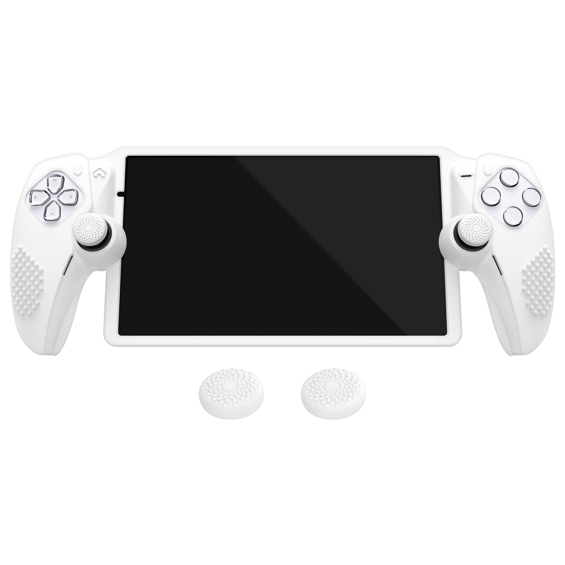 PlayVital 3D Studded Edition Anti-Slip Silicone Protective Case with Thumb Grips for PS Portal Remote Player - White PlayVital