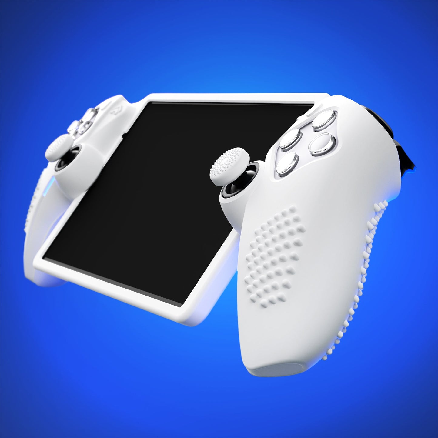 PlayVital 3D Studded Edition Anti-Slip Silicone Protective Case with Thumb Grips for PS Portal Remote Player - White PlayVital
