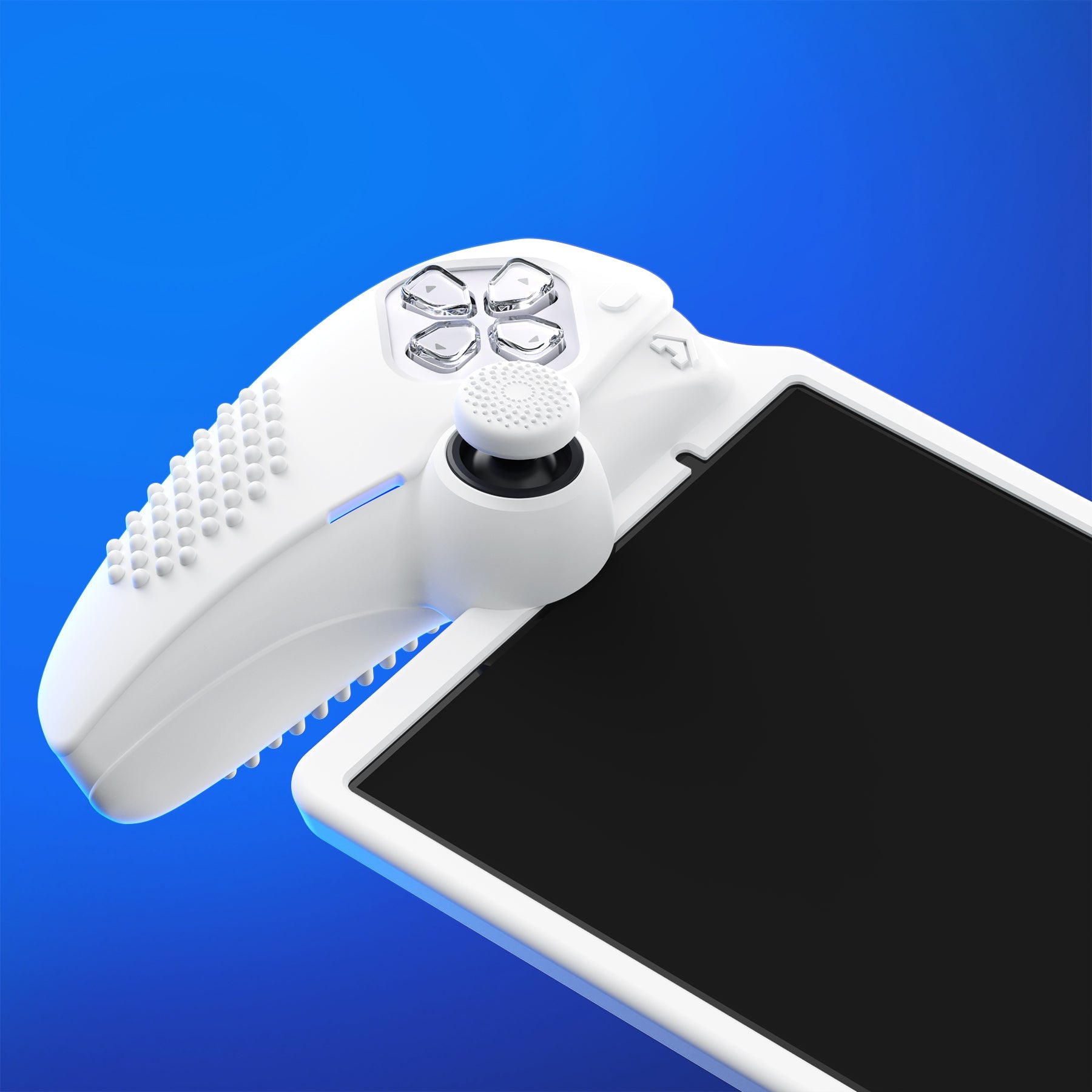 PlayVital 3D Studded Edition Anti-Slip Silicone Protective Case with Thumb Grips for PS Portal Remote Player - White PlayVital