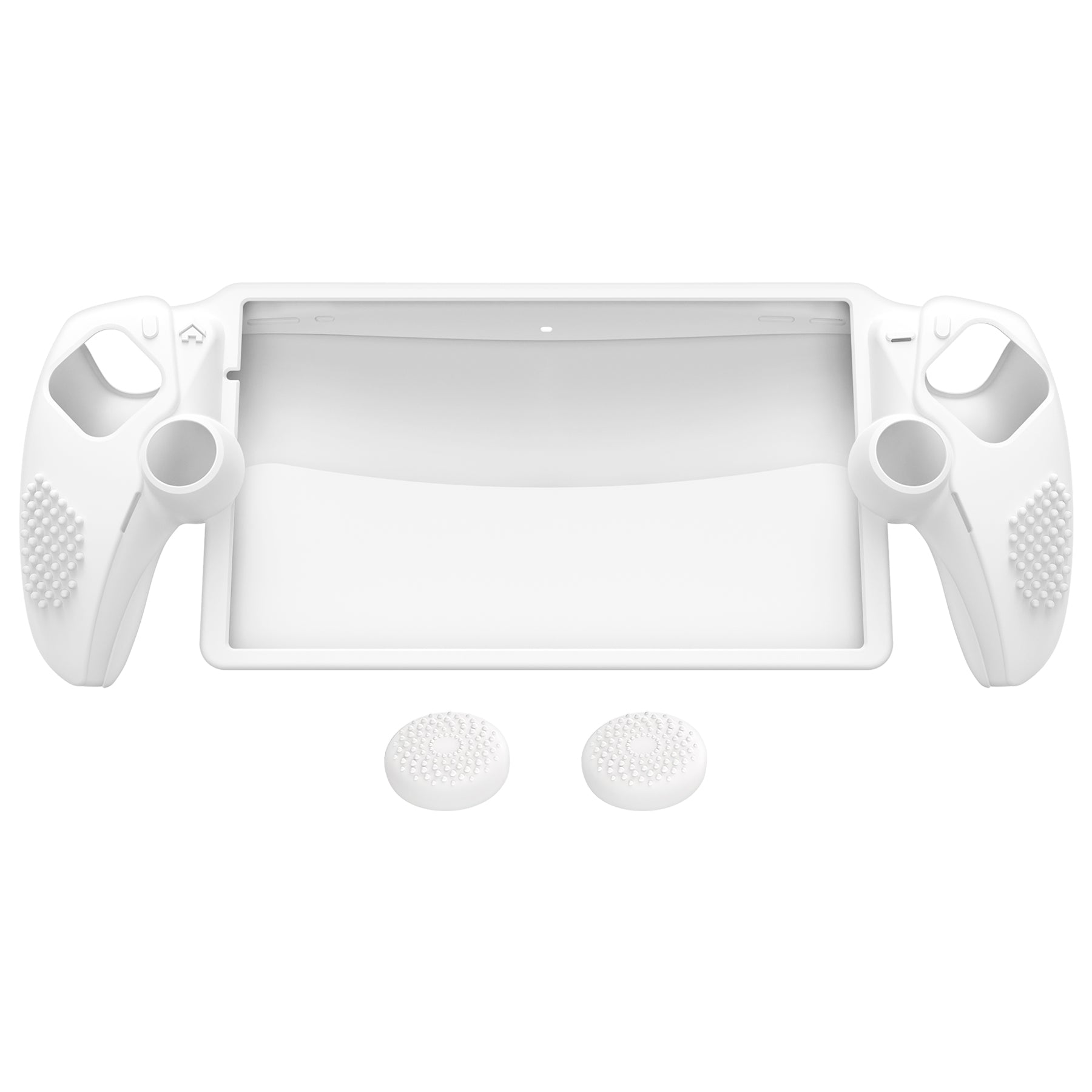 PlayVital 3D Studded Edition Anti-Slip Silicone Protective Case with Thumb Grips for PS Portal Remote Player - White PlayVital