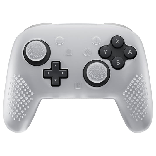PlayVital 3D Studded Edition Silicone Cover Skin for Nintendo Switch 2 Pro Controller, Anti-Slip Grip Protector Case for Switch 2 Pro with Back Button Cap, Thumb Grips - Clear White PlayVital