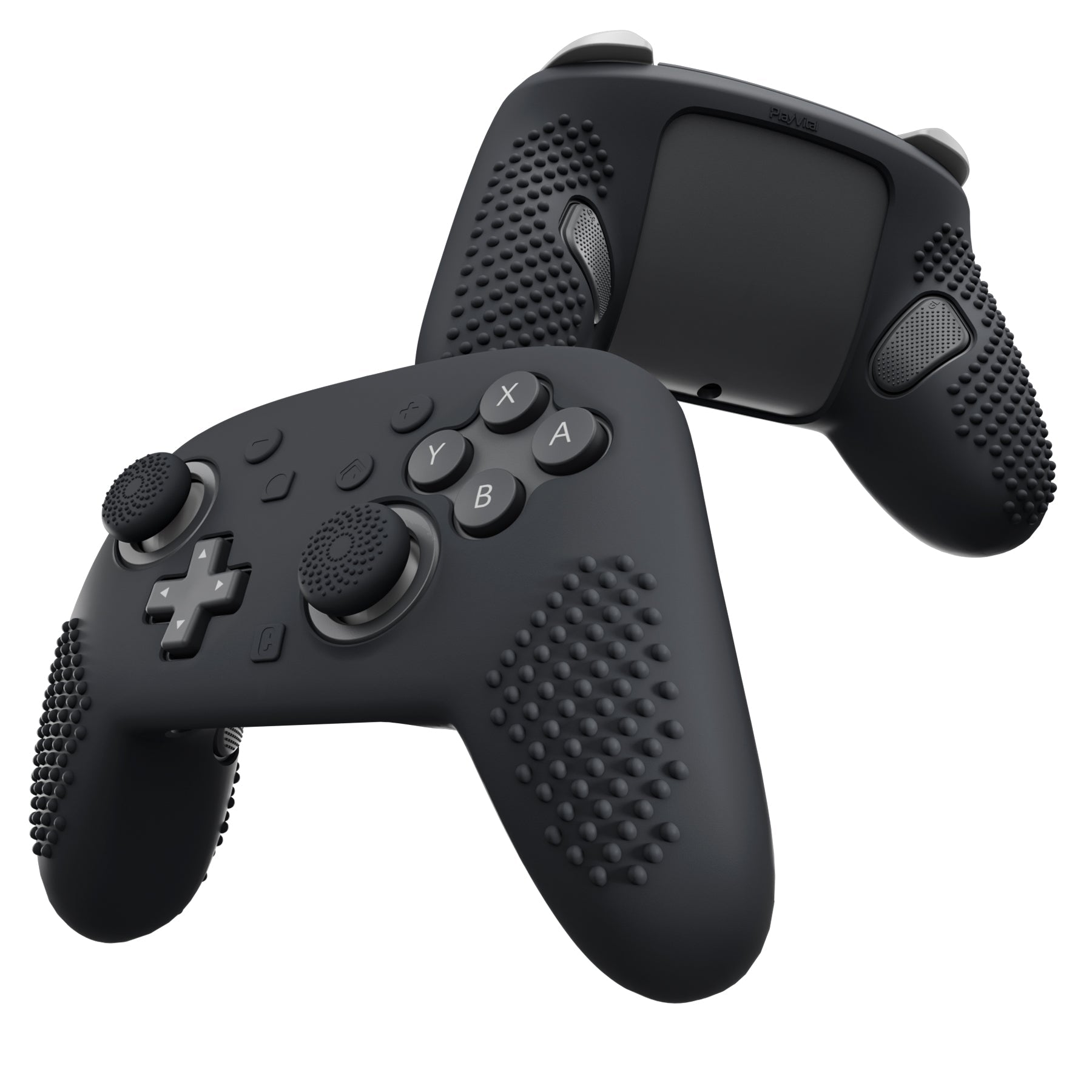 PlayVital 3D Studded Edition Silicone Cover Skin for Nintendo Switch 2 Pro Controller, Anti-Slip Grip Protector Case for Switch 2 Pro with Back Button Cap, Thumb Grips & Sticker - Black PlayVital