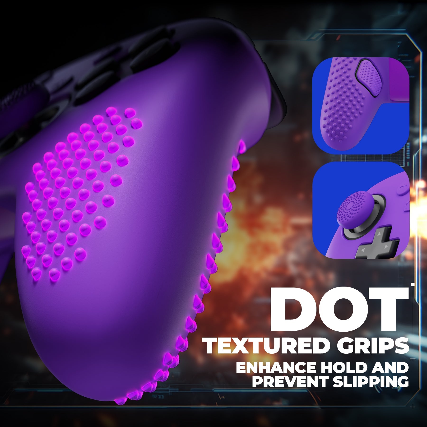 PlayVital 3D Studded Edition Silicone Cover Skin for Nintendo Switch 2 Pro Controller, Anti-Slip Grip Protector Case for Switch 2 Pro with Back Button Cap, Thumb Grips & Sticker - Purple PlayVital