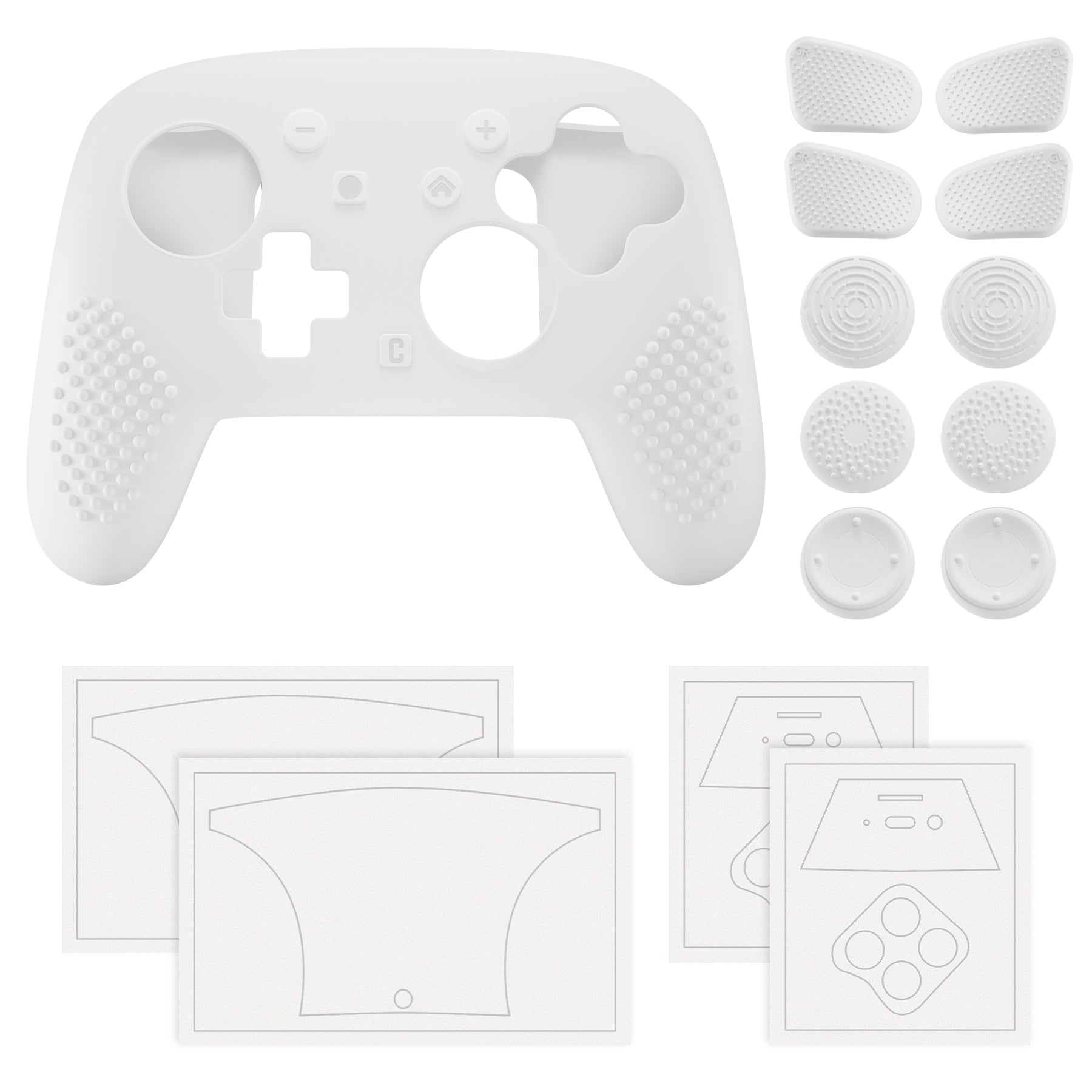 PlayVital 3D Studded Edition Silicone Cover Skin for Nintendo Switch 2 Pro Controller, Anti-Slip Grip Protector Case for Switch 2 Pro with Back Button Cap, Thumb Grips & Sticker - White PlayVital