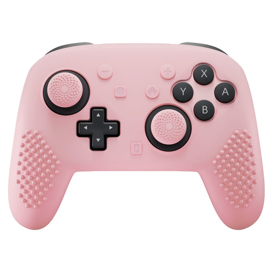 PlayVital 3D Studded Edition Silicone Cover Skin for Nintendo Switch 2 Pro Controller, Anti-Slip Grip Protector Case for Switch 2 Pro with Back Button Cap, Thumb Grips & Sticker - Cherry Blossoms Pink PlayVital