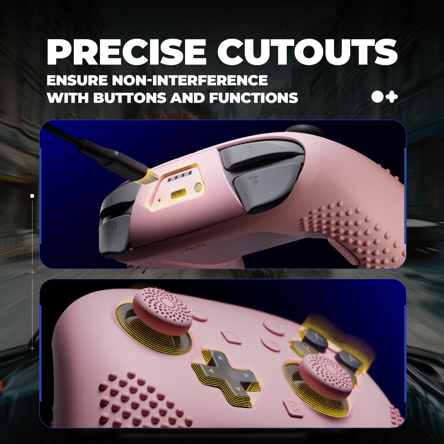 PlayVital 3D Studded Edition Silicone Cover Skin for Nintendo Switch 2 Pro Controller, Anti-Slip Grip Protector Case for Switch 2 Pro with Back Button Cap, Thumb Grips & Sticker - Cherry Blossoms Pink PlayVital