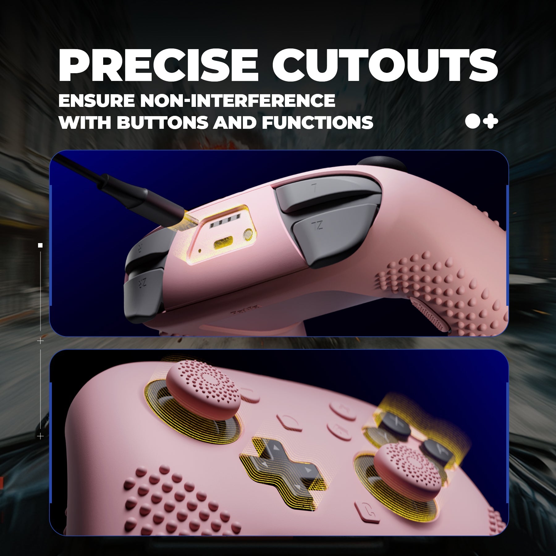 PlayVital 3D Studded Edition Silicone Cover Skin for Nintendo Switch 2 Pro Controller, Anti-Slip Grip Protector Case for Switch 2 Pro with Back Button Cap, Thumb Grips & Sticker - Cherry Blossoms Pink PlayVital