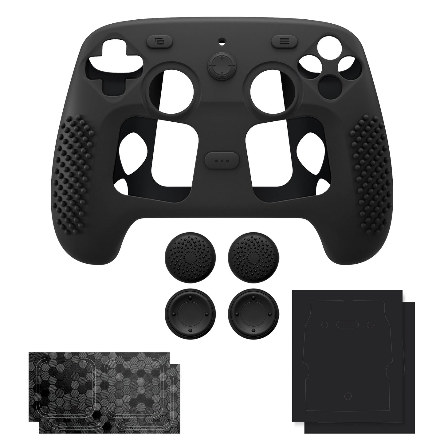PlayVital 3D Studded Silicone Case with 4 Thumb Grips & Stickers for Steam Controller 2 (2026) - Black PlayVital